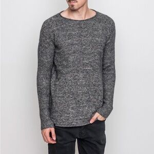 ANERKJENDT Signature Style Textured Knit Contemporary Cotton Grey Long Sweater M